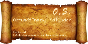 Obrusánszky Sándor névjegykártya